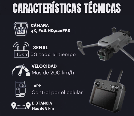 Dron con doble cámara 4K + Maletín Gratis